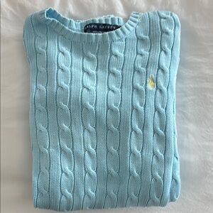Ralph Lauren Blue Crewneck Cable Knit Sweater